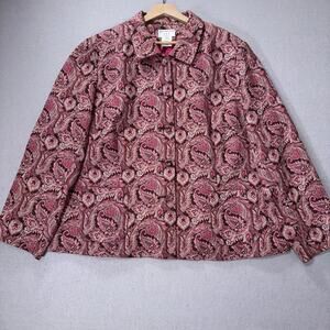 Covington Pink Paisley Button Blazer Jacket 26W Plus Retro Romantic Eclectic Art